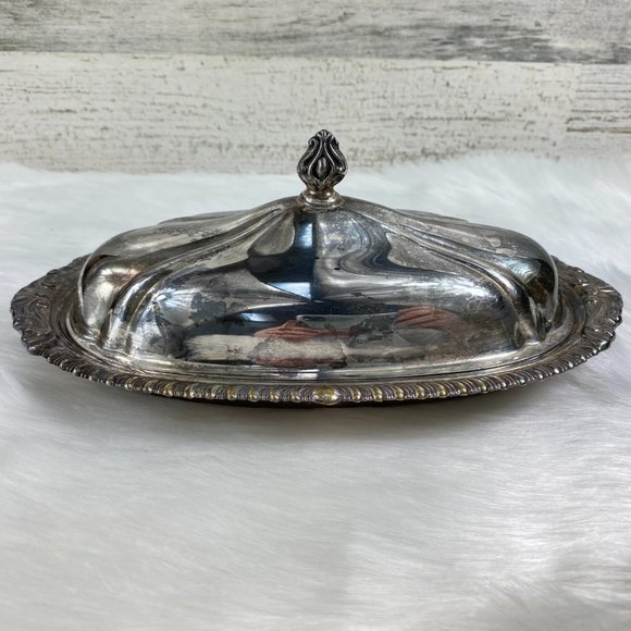 Vintage Dining Vintage Sheridan Silver Plate Butter Dish Tray